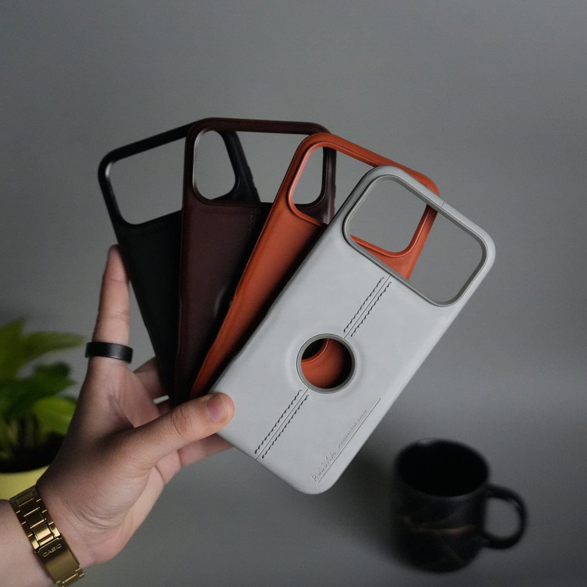 iPhone 17 Pro Leather Case | Classic Middle Stitched PU Back Cover