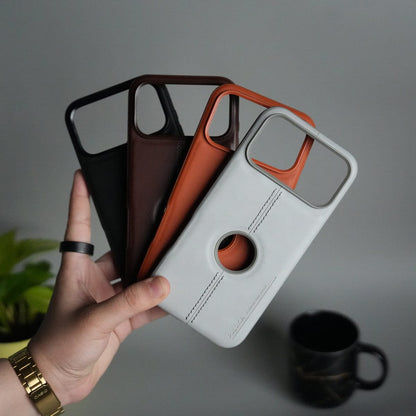 iPhone 17 Pro Leather Case | Classic Middle Stitched PU Back Cover