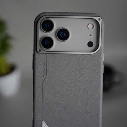iPhone 17 Pro Max Leather Texture MagSafe PVC NUIU Case With Metal Camera Bump