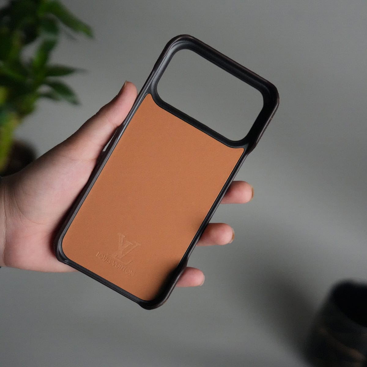 iPhone 17 Pro Max Luxury Brand Leather Case Cover (Dark Brown)