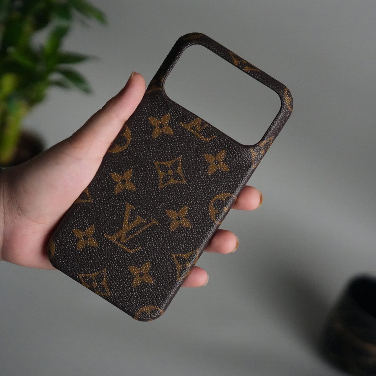 iPhone 17 Pro Max Luxury Brand Leather Case Cover (Dark Brown)