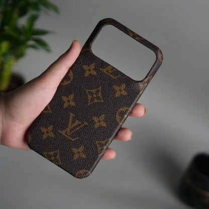 iPhone 17 Pro Max Luxury Brand Leather Case Cover (Dark Brown)