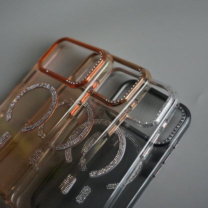 iPhone 17 Pro Luxury Diamond MagSafe Case | Crystal Clear Back Cover with Rhinestone Metal Camera Guard