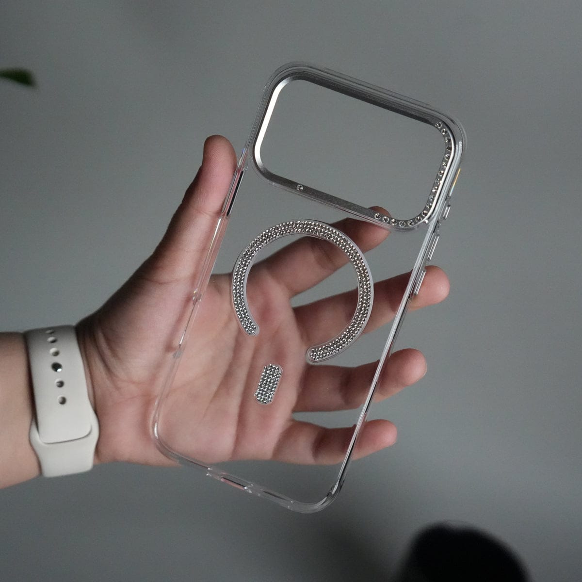 iPhone 17 Pro Luxury Diamond MagSafe Case | Crystal Clear Back Cover with Rhinestone Metal Camera Guard
