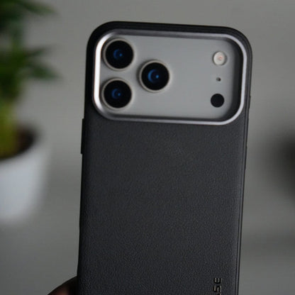 iPhone 17 Pro Luxury Leather Matte Case | Slim Protective Metal Frame Back Cover