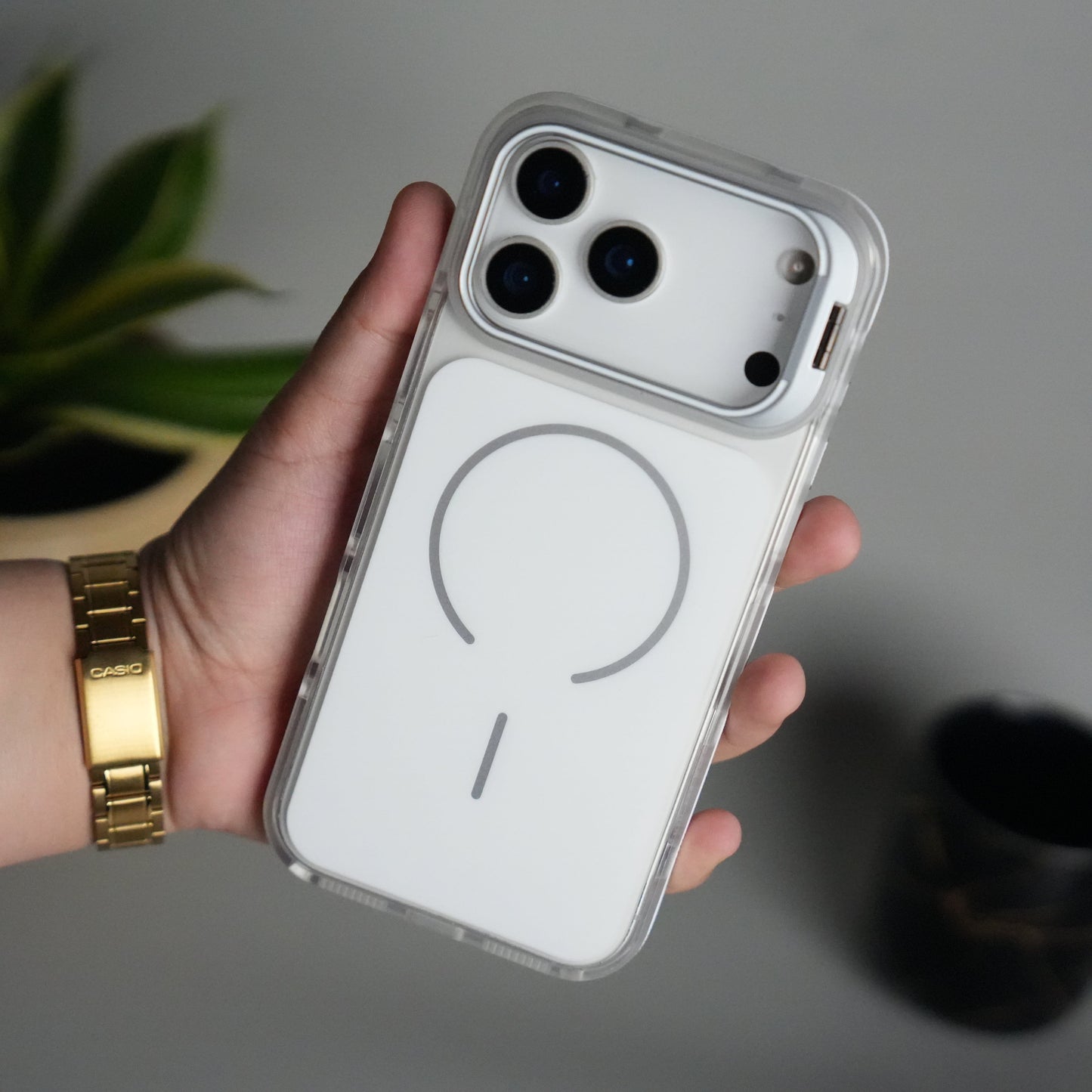 iPhone 17 Pro MagSafe Case with Metal Camera Stand | Slim & Shockproof Protection