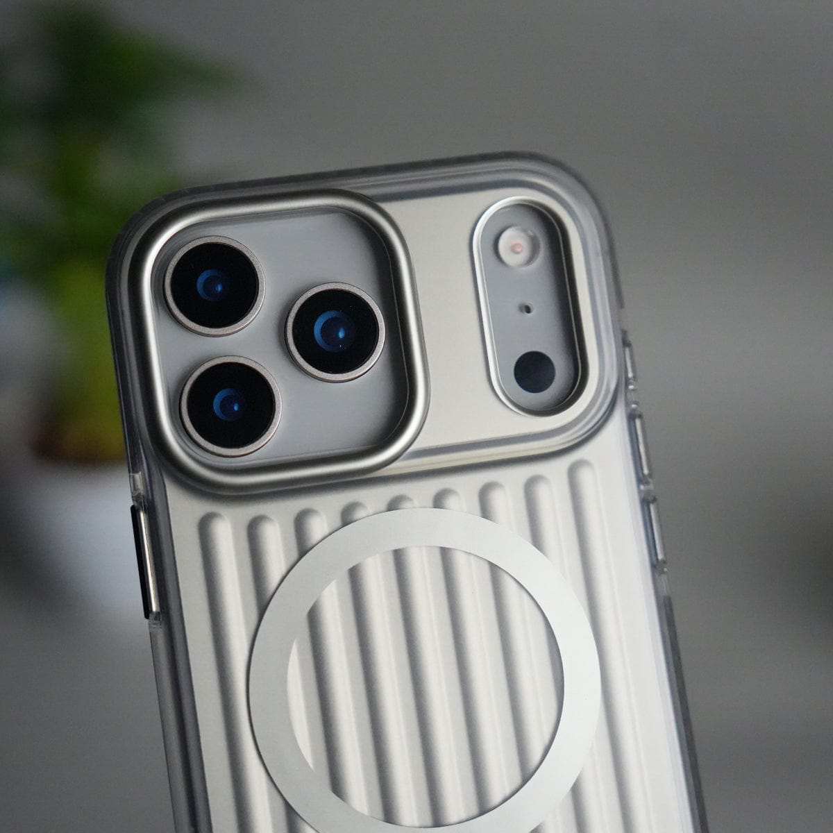 iPhone 17 Pro Max MagSafe Suitcase Design Case | Shockproof Ribbed Texture Back Cover