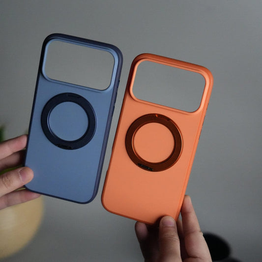 iPhone 17 Pro Matte Shockprof Case with Metal 360° Kickstand
