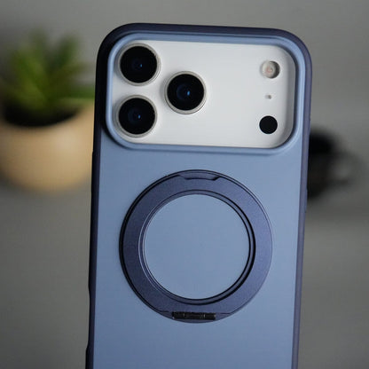 iPhone 17 Pro Matte Shockprof Case with Metal 360° Kickstand