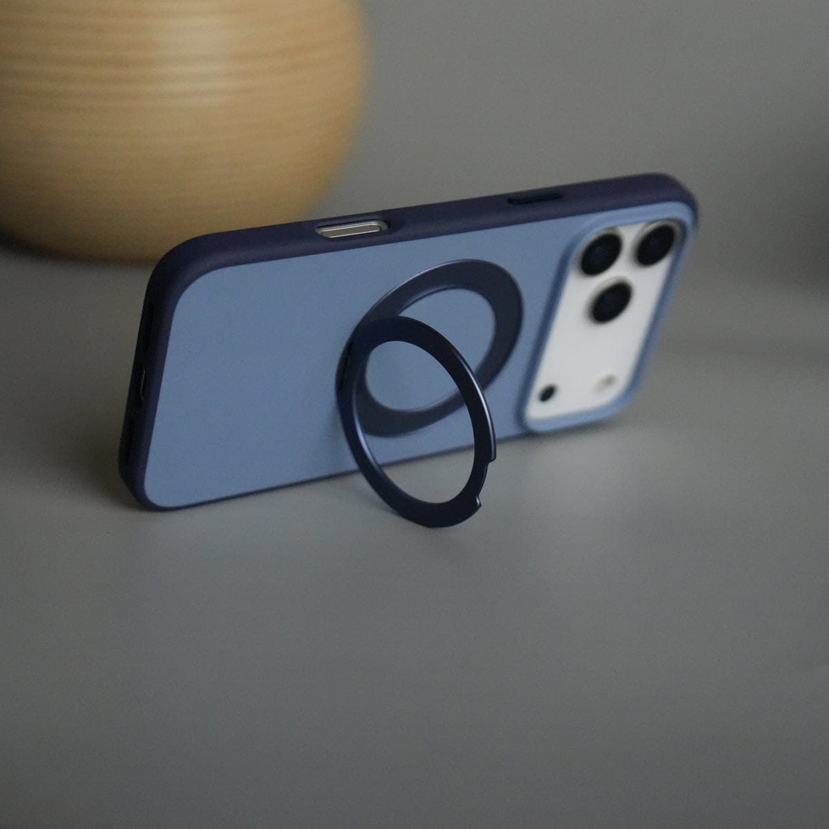 iPhone 17 Pro Matte Shockprof Case with Metal 360° Kickstand