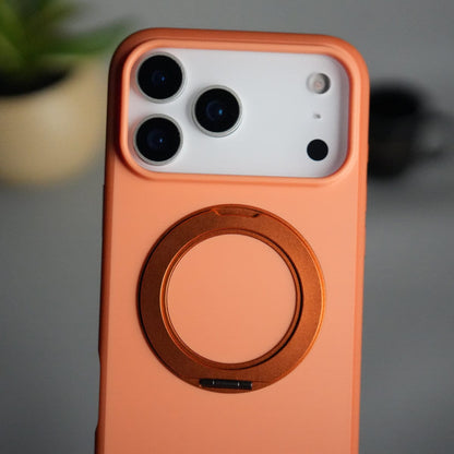 iPhone 17 Pro Matte Shockprof Case with Metal 360° Kickstand