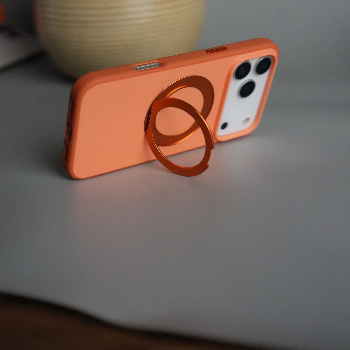 iPhone 17 Pro Matte Shockprof Case with Metal 360° Kickstand