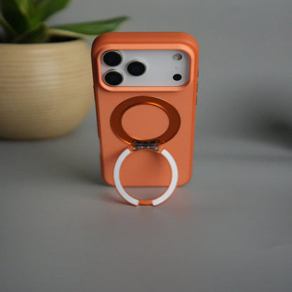 iPhone 17 Pro Matte Shockprof Case with Metal 360° Kickstand