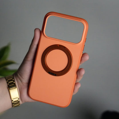 iPhone 17 Pro Max Matte Shockprof Case with Metal 360° Kickstand