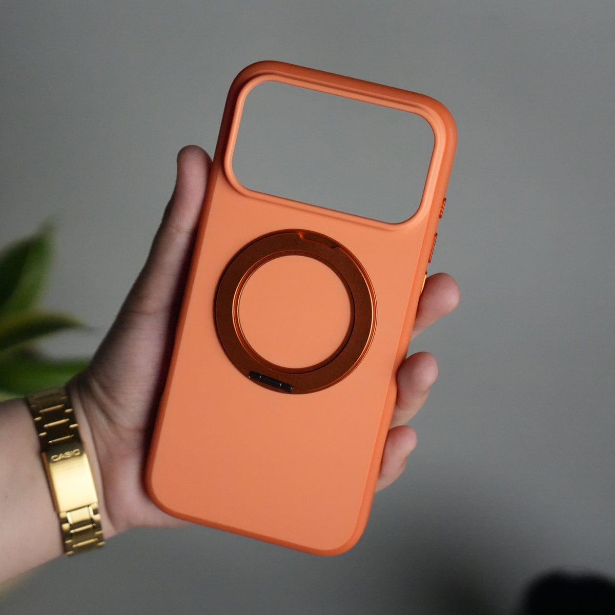 iPhone 17 Pro Matte Shockprof Case with Metal 360° Kickstand