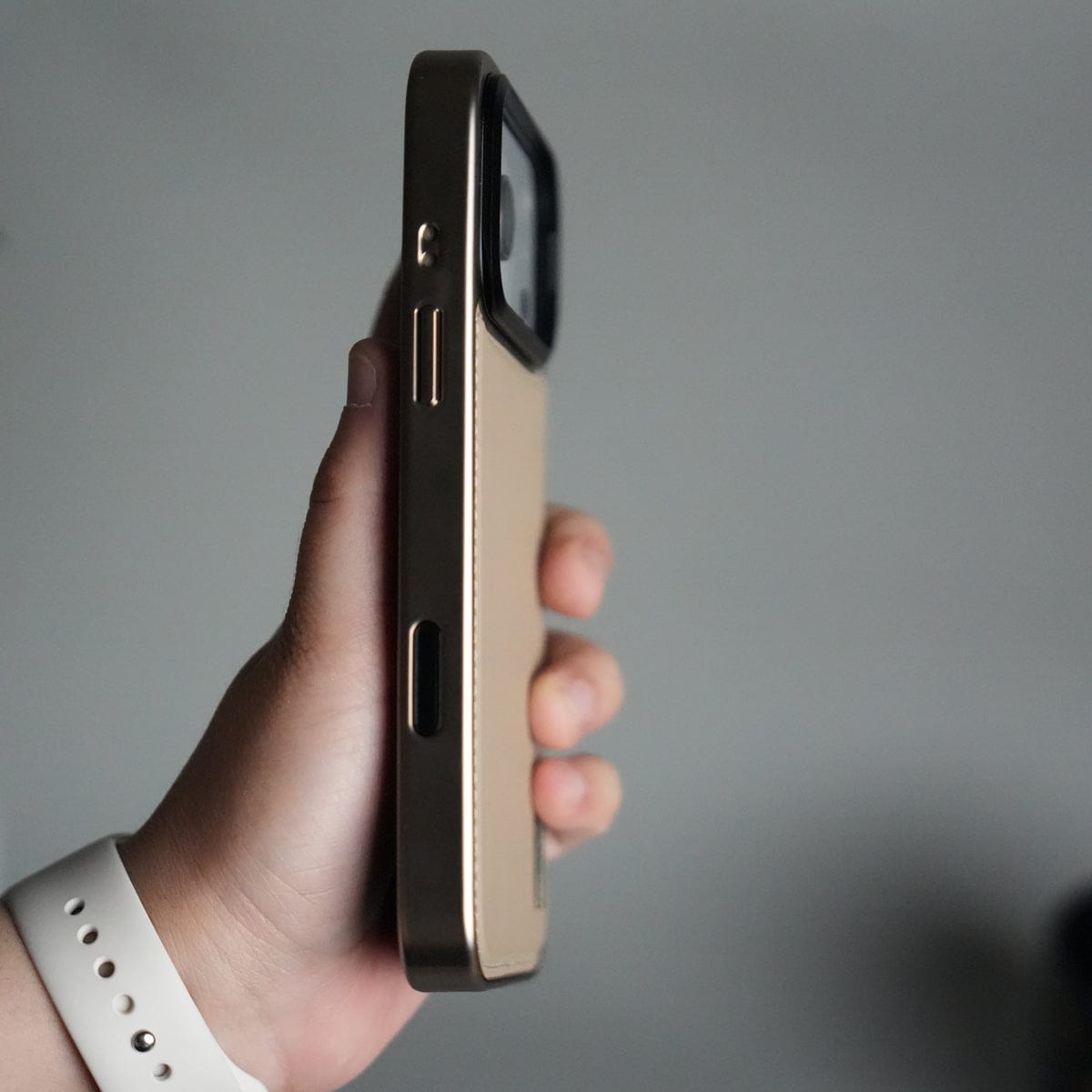 iPhone 17 Pro Max Premium Leather Back Case with Metal Kickstand And camera Bump Cover