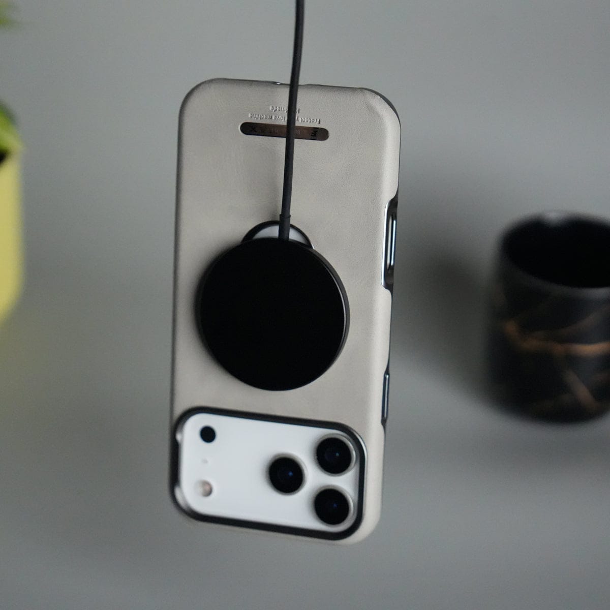 iPhone 17 Pro PU Leather Logo Cut MagSafe Case | Metal Camera Frame with Premium Finish