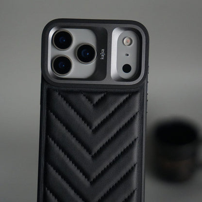 iPhone 17 Pro PUFF Leather Metallic Camera Frame Case Cover