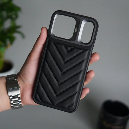 iPhone 17 Pro PUFF Leather Metallic Camera Frame Case Cover