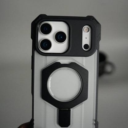 iPhone 17 Pro Max – Rugged Armor MagSafe Case with Metal Kickstand