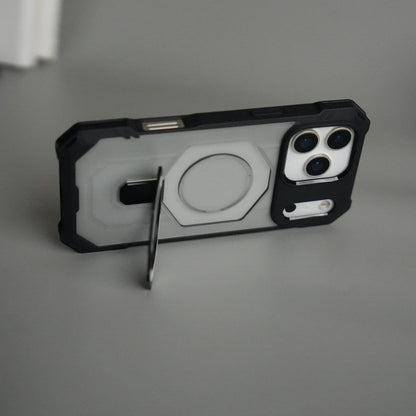 iPhone 17 Pro – Rugged Armor MagSafe Case with Metal Kickstand