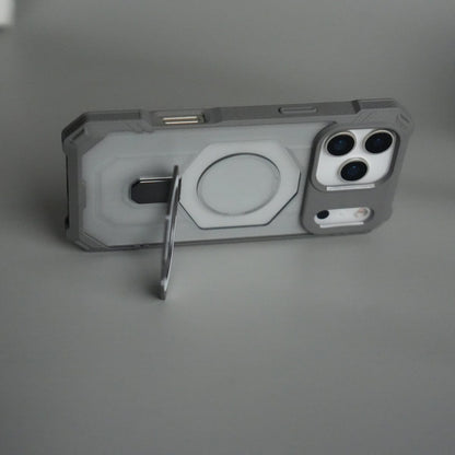 iPhone 17 Pro – Rugged Armor MagSafe Case with Metal Kickstand