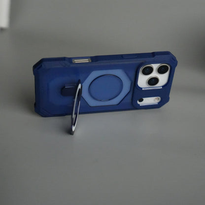 iPhone 17 Pro Max – Rugged Armor MagSafe Case with Metal Kickstand
