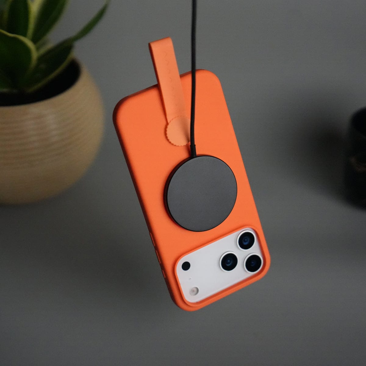 iPhone 17 Pro Max Silicone Case | Magnetic Ring | Silicone Rotating Grip Strap Cover