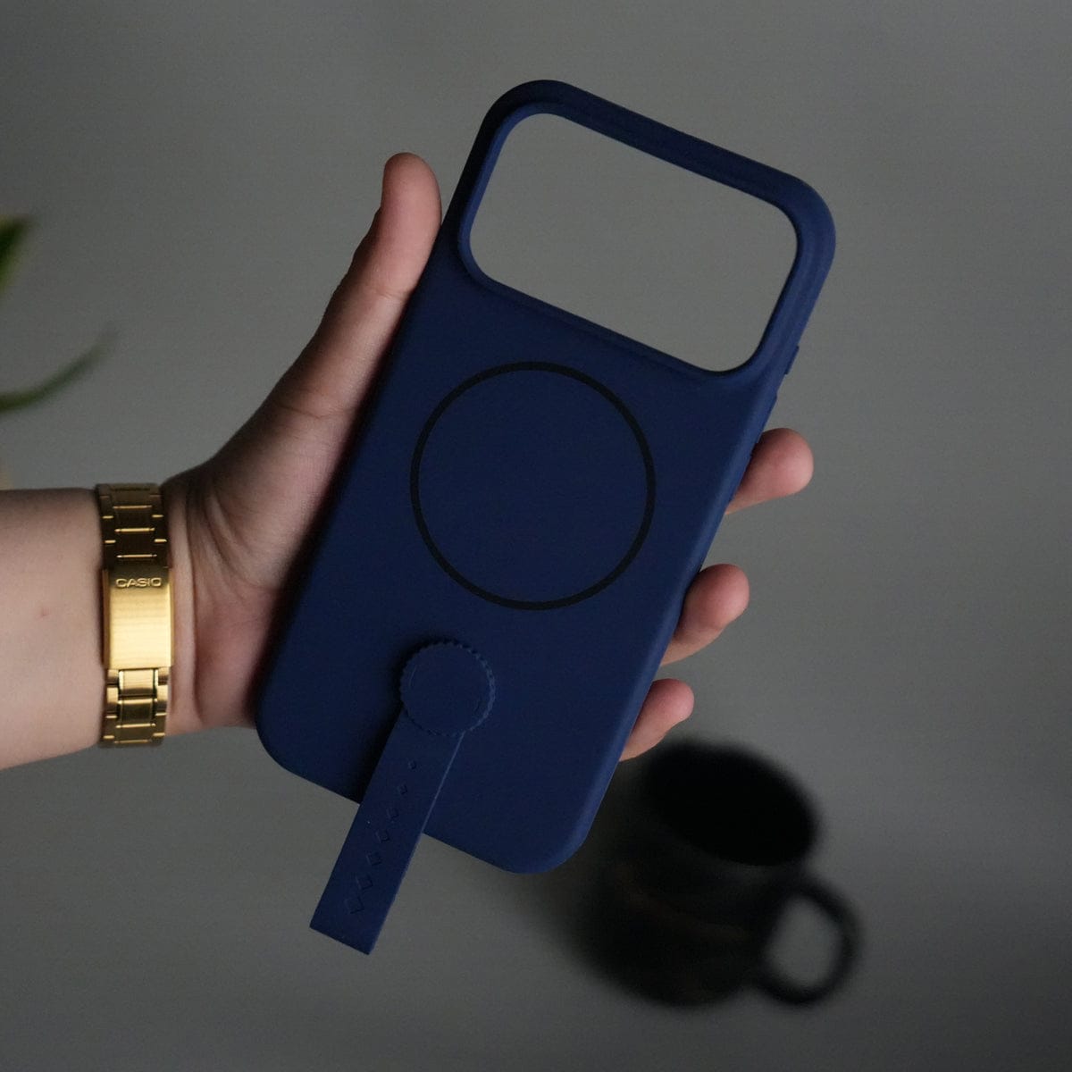 iPhone 17 Pro Max Silicone Case | Magnetic Ring | Silicone Rotating Grip Strap Cover
