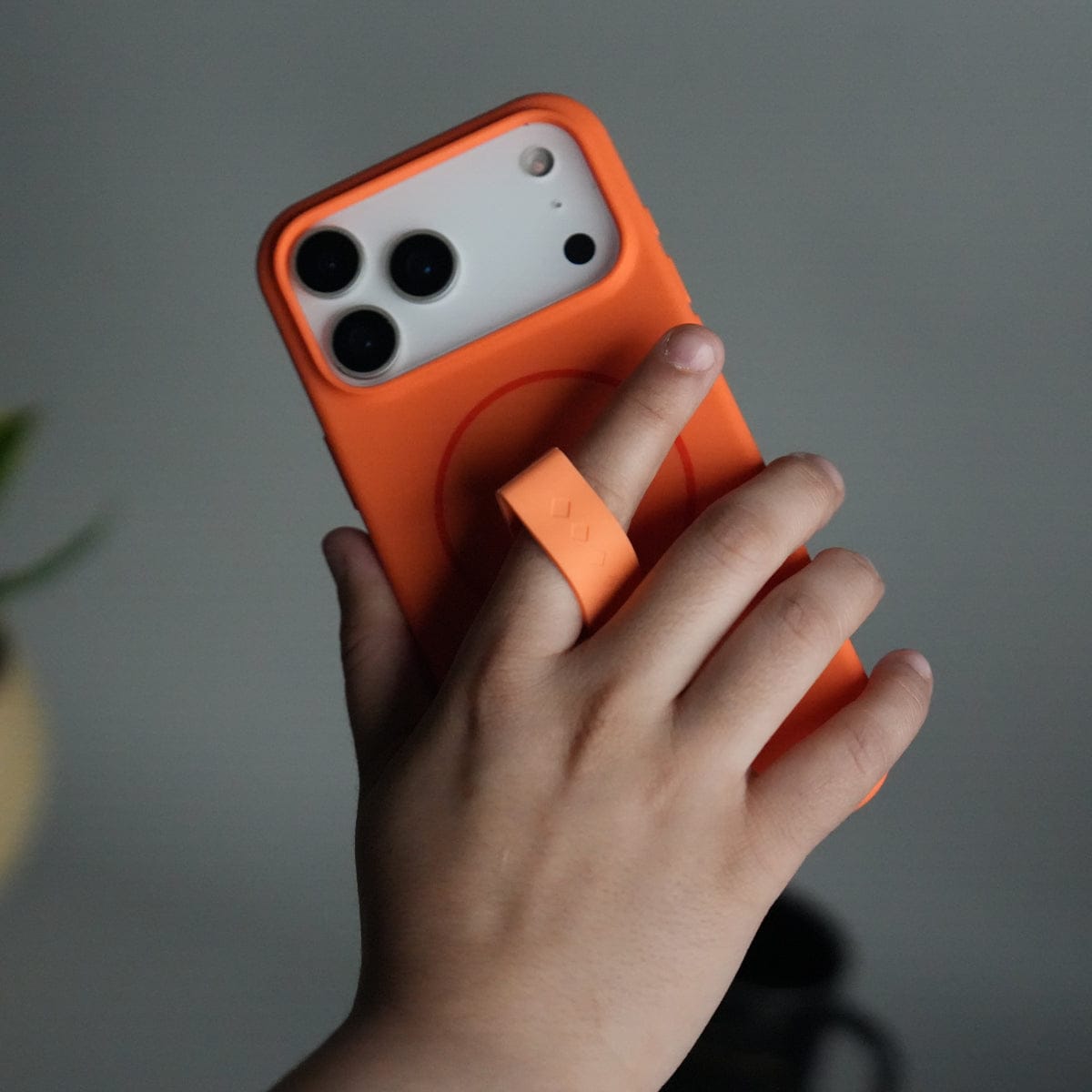 iPhone 17 Pro Max Silicone Case | Magnetic Ring | Silicone Rotating Grip Strap Cover