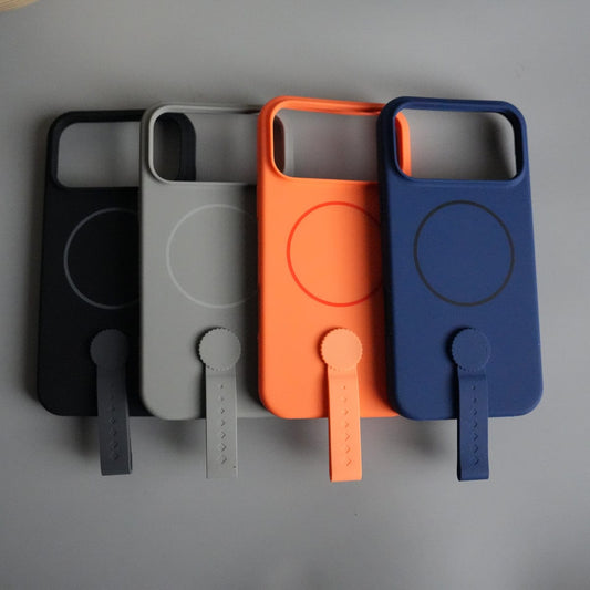 iPhone 17 Pro Max Silicone Case | Magnetic Ring | Silicone Rotating Grip Strap Cover