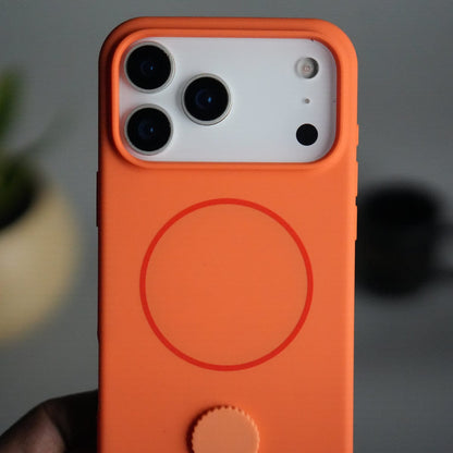 iPhone 17 Pro Max Silicone Case | Magnetic Ring | Silicone Rotating Grip Strap Cover