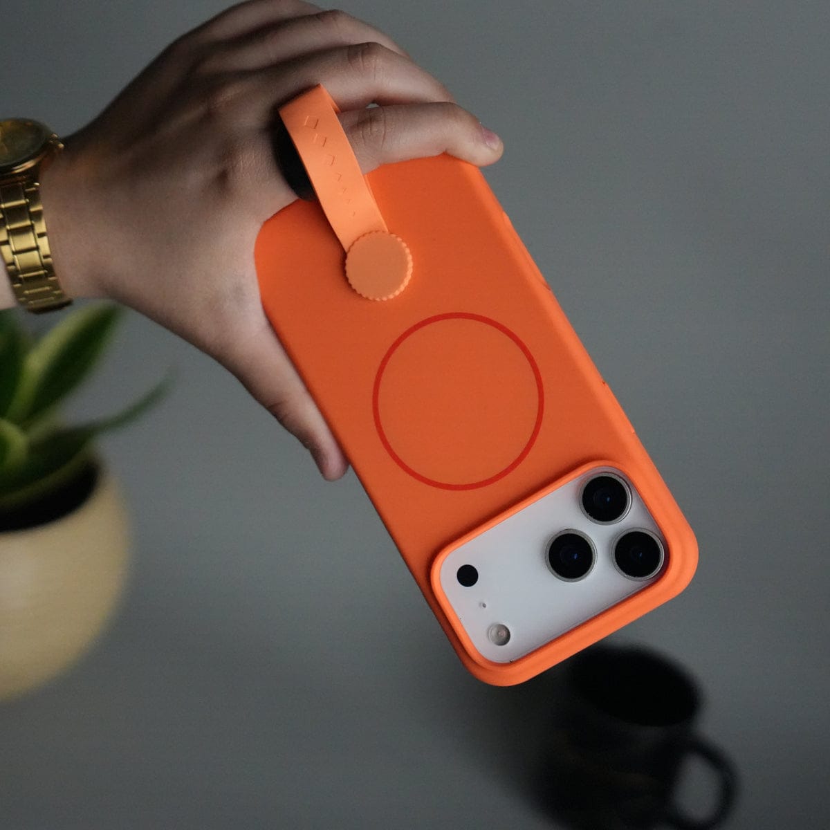 iPhone 17 Pro Max Silicone Case | Magnetic Ring | Silicone Rotating Grip Strap Cover