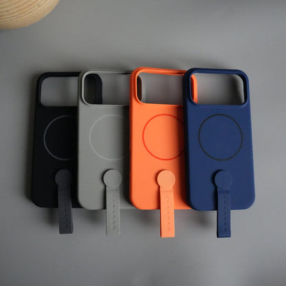iPhone 17 Pro Max Silicone Case | Magnetic Ring | Silicone Rotating Grip Strap Cover