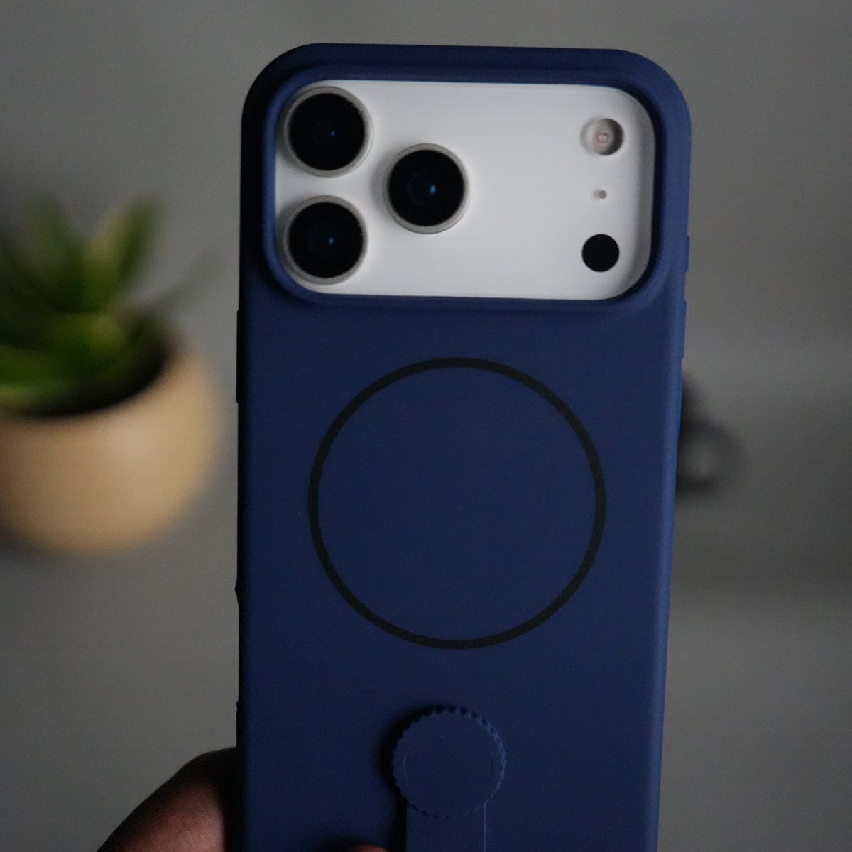 iPhone 17 Pro Silicone Case | Magnetic Ring | Silicone Rotating Grip Strap Cover