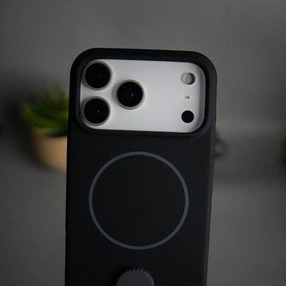 iPhone 17 Pro Max Silicone Case | Magnetic Ring | Silicone Rotating Grip Strap Cover