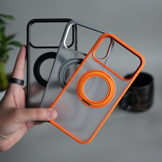 iPhone 17 Pro Transparent Magnetic Ring Case | Frosted Shockproof Kickstand Cover