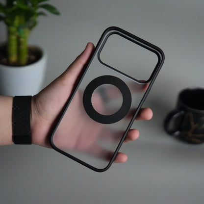 iPhone 17 Pro Transparent Magnetic Ring Case | Frosted Shockproof Kickstand Cover