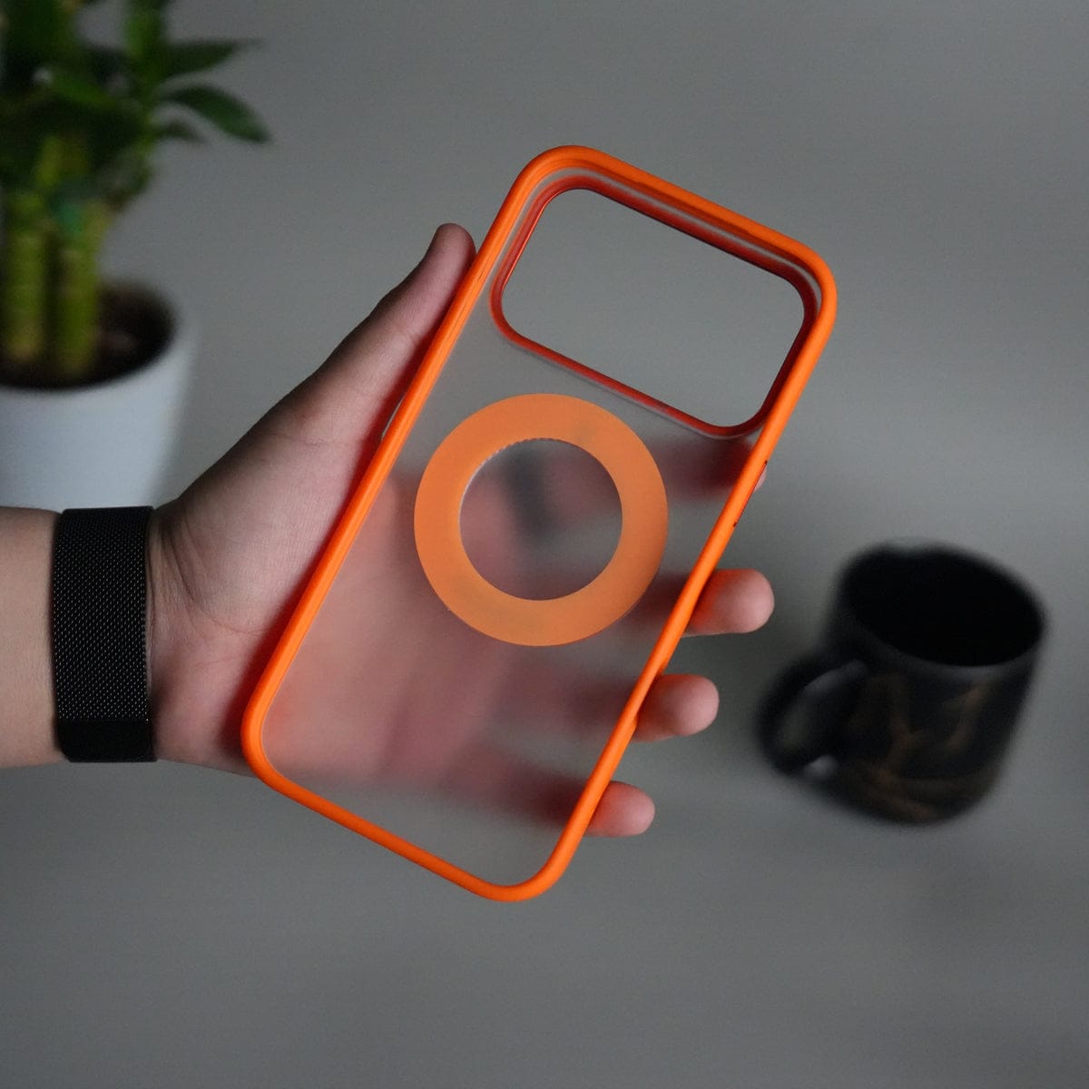 iPhone 17 Pro Transparent Magnetic Ring Case | Frosted Shockproof Kickstand Cover