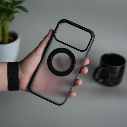 iPhone 17 Pro Max Transparent Magnetic Ring Case | Frosted Shockproof Kickstand Cover