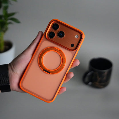 iPhone 17 Pro Transparent Magnetic Ring Case | Frosted Shockproof Kickstand Cover