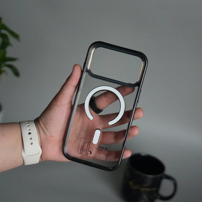 iPhone 17 Pro Max Transparent Side Chrome Electroplated Plated Magnetic Clear Back Case Covers