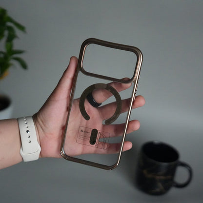 iPhone 17 Pro Max Transparent Side Chrome Electroplated Plated Magnetic Clear Back Case Covers