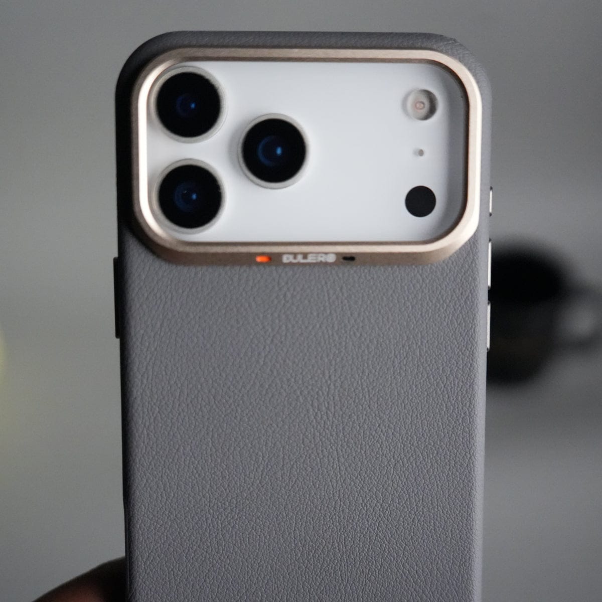 iPhone 17 Pro PU Leather Case with Metal Camera Frame