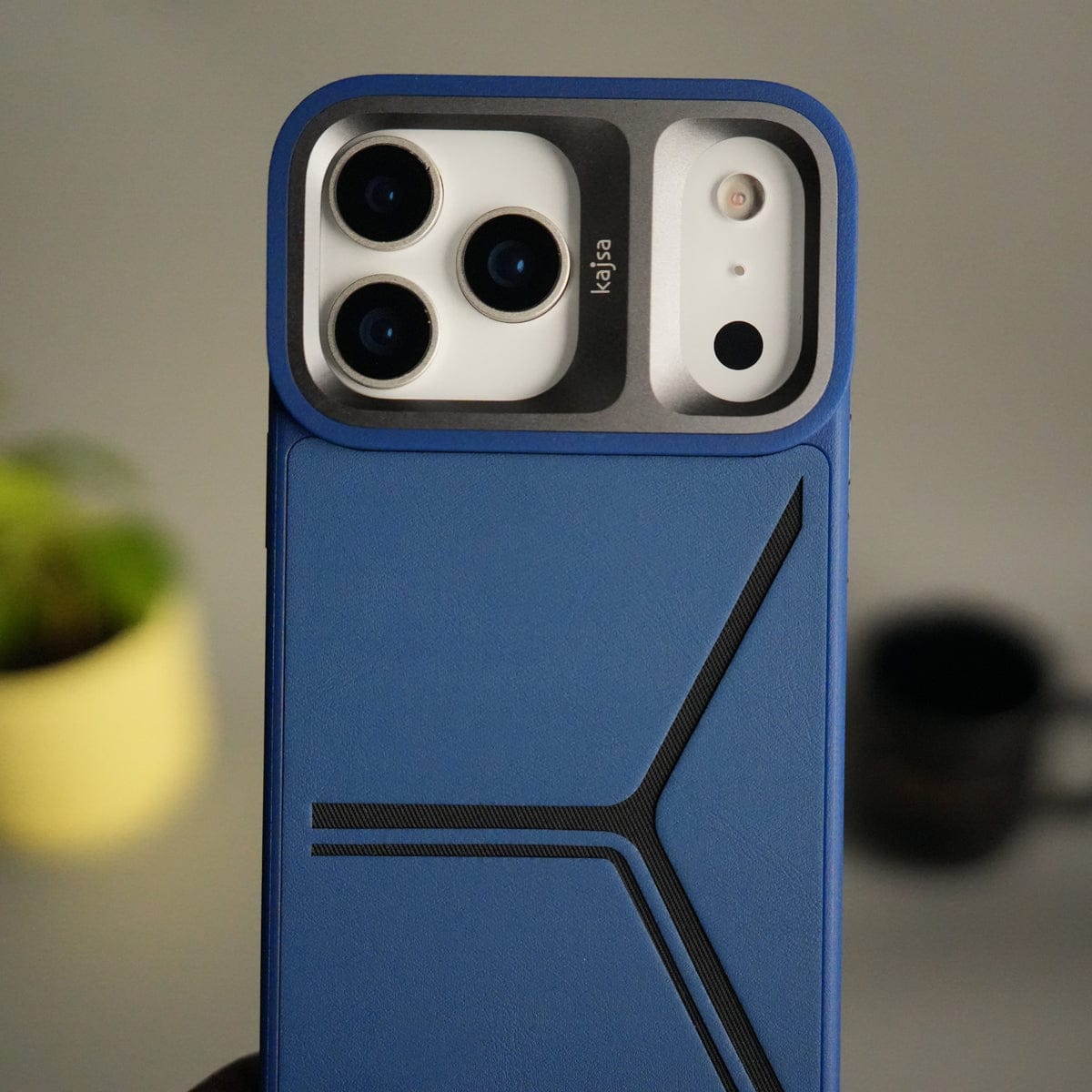 iPhone 17 Pro Tri-Strike Pattern Leather Case | Premium Luxury Back Cover with Metal Camera Frame