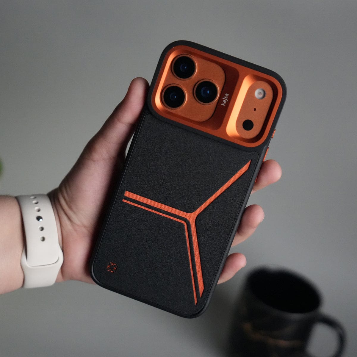 iPhone 17 Pro Tri-Strike Pattern Leather Case | Premium Luxury Back Cover with Metal Camera Frame