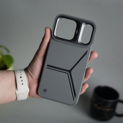 iPhone 17 Pro Tri-Strike Pattern Leather Case | Premium Luxury Back Cover with Metal Camera Frame