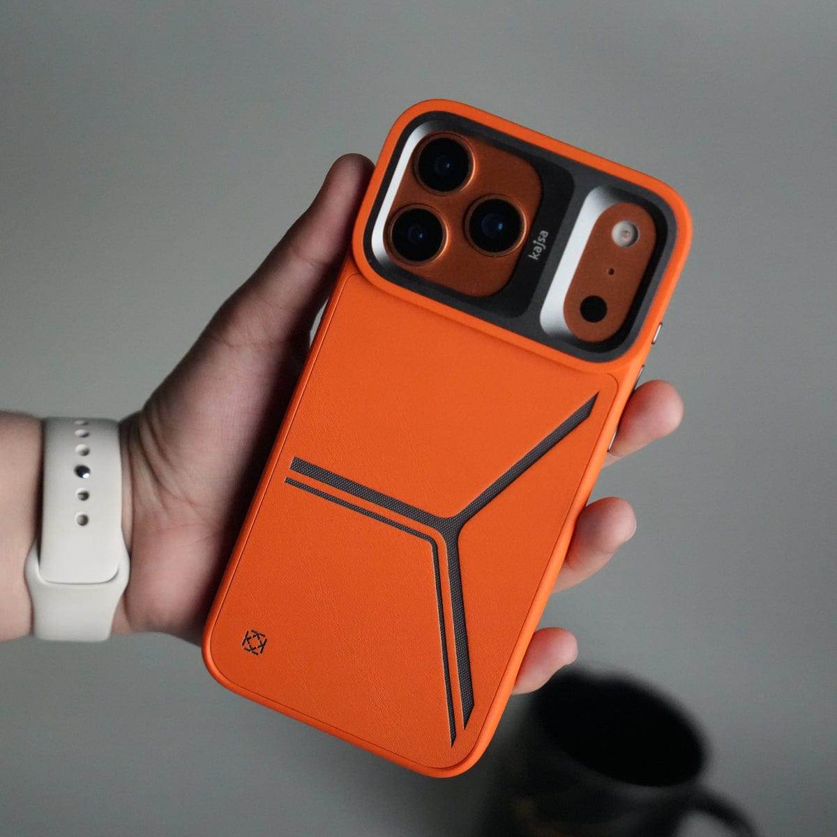 iPhone 17 Pro Tri-Strike Pattern Leather Case | Premium Luxury Back Cover with Metal Camera Frame