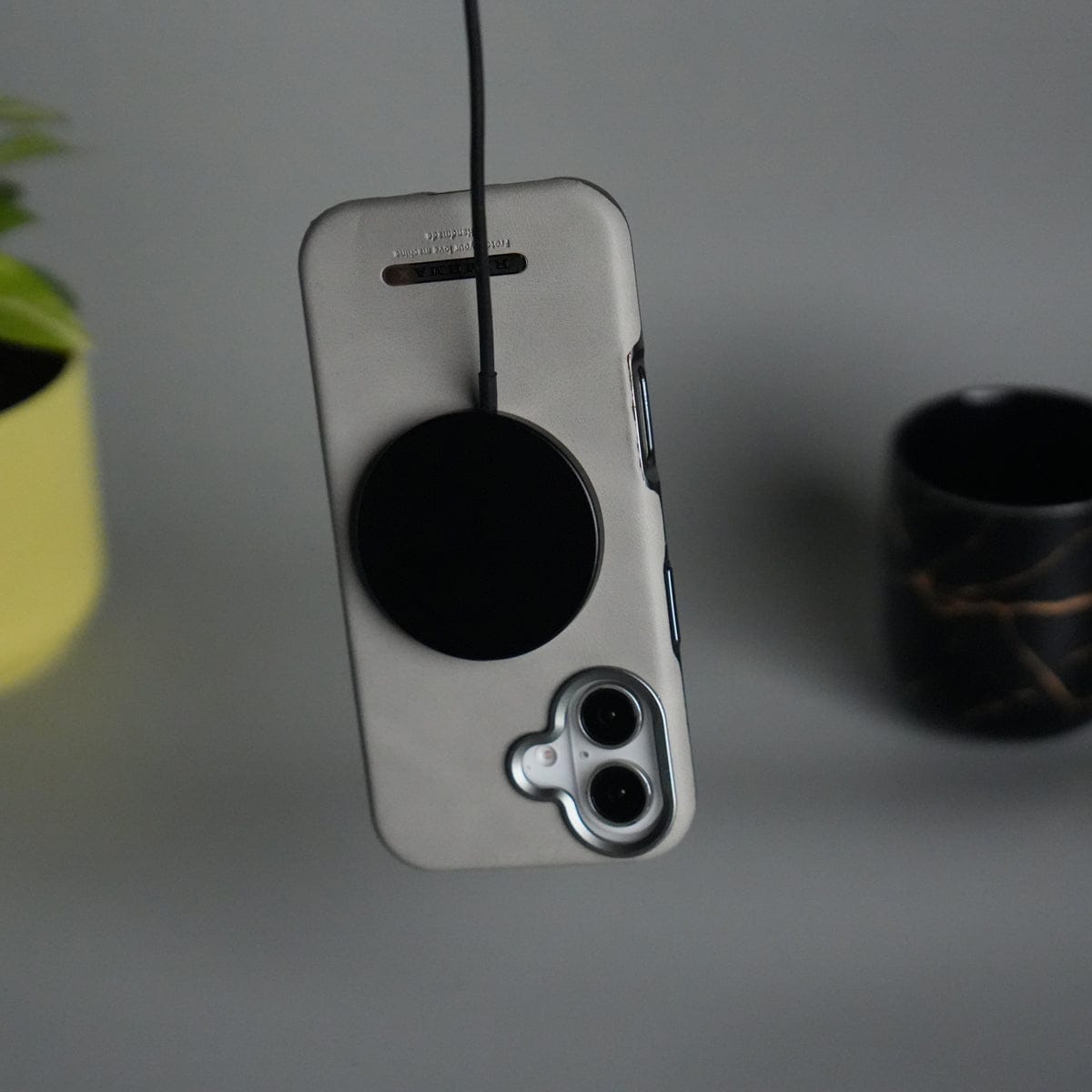 iPhone 17 PU Leather Logo Cut MagSafe Case | Metal Camera Frame with Premium Finish