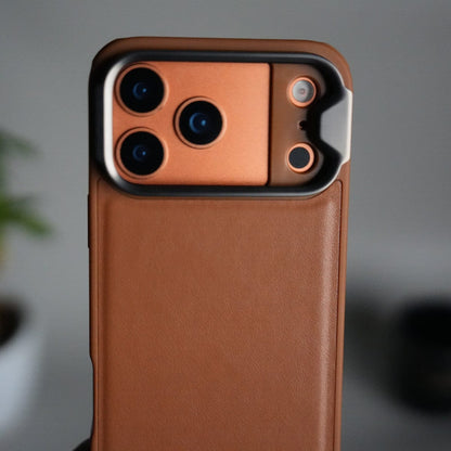 iPhone 17 Series Camera Protector Case | Sliding Metal Lens Cover | Shockproof Back Cover with Built-In Kickstand